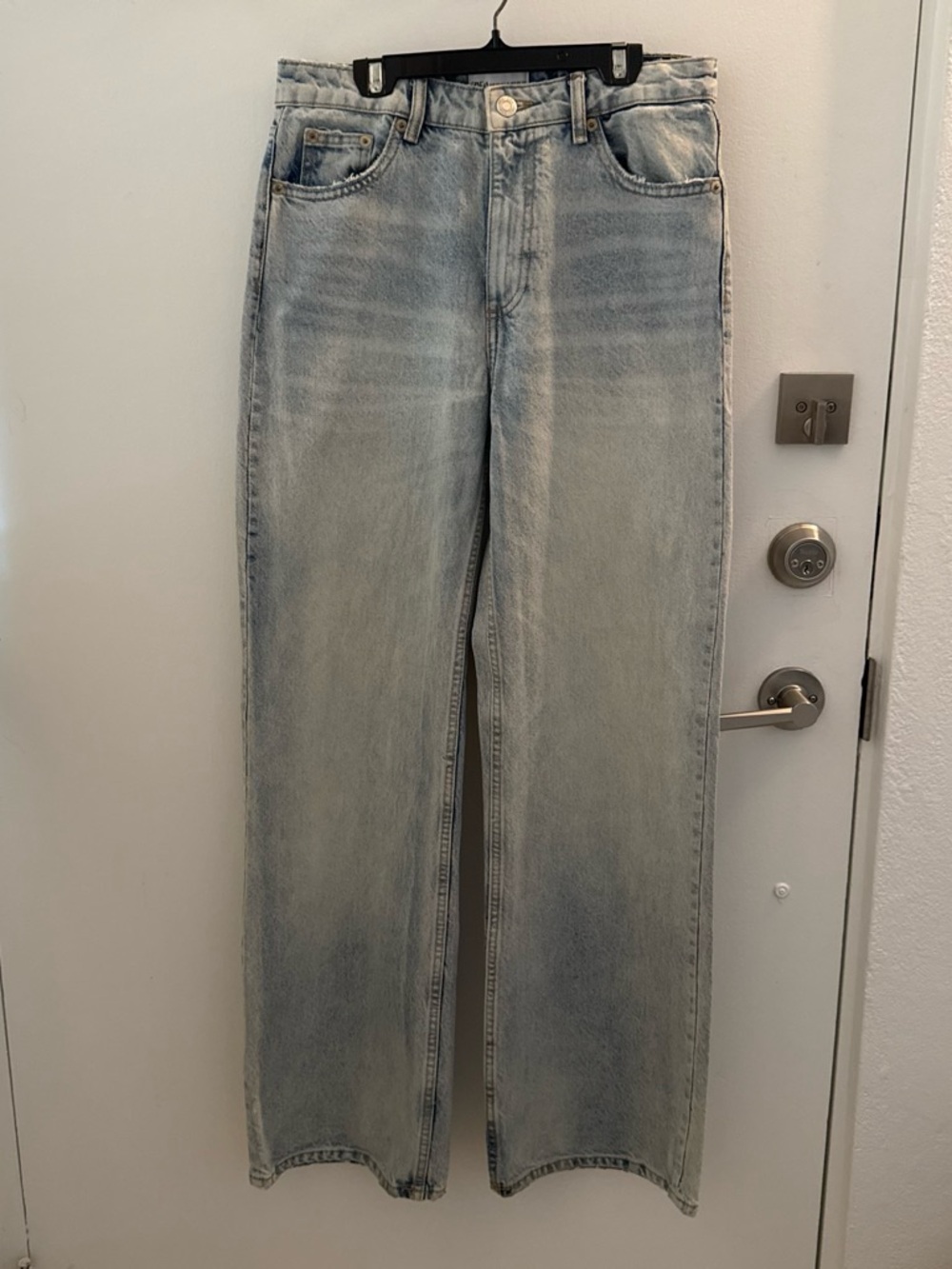 Zara Pale Blue High-Rise Wide Leg Jeans